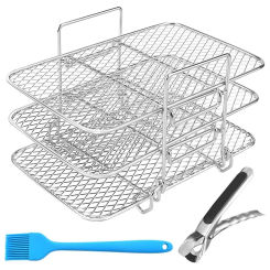 1 Set Air Fryer Rack Compatible For Ninja Foodi Dual Air Fryer Stand 304 Stainless Steel Dehydrator