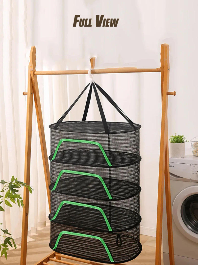 Description Picture 4 of itemLayers Food Drying Net Mesh Bag Anti-mosquito Folding Dry Rack Hanging Basket Herb Drying Net for Flowers Buds Plants Organizer