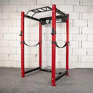 Description Picture 3 of itemFitness 1,000 Pound Capacity 3” x 3” Power Cage Power Rack Squat Stand, Includes J-Hooks and Safety Spotter Arms, Opti