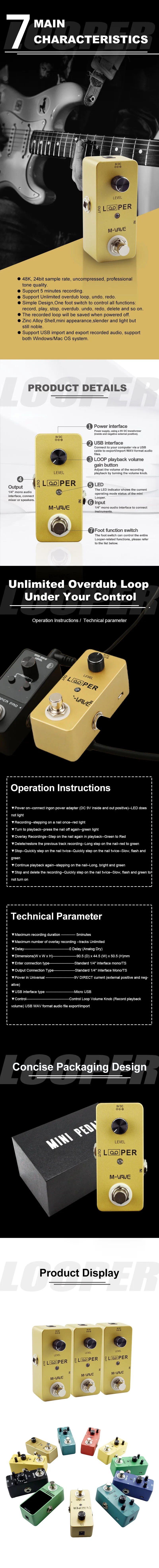 Description Picture 2 of itemM-VAVE Mini Looper Electric Guitar Looper Effect Pedal 5 Min Unlimited Loop Recording Effect Electric Guitar Accessories