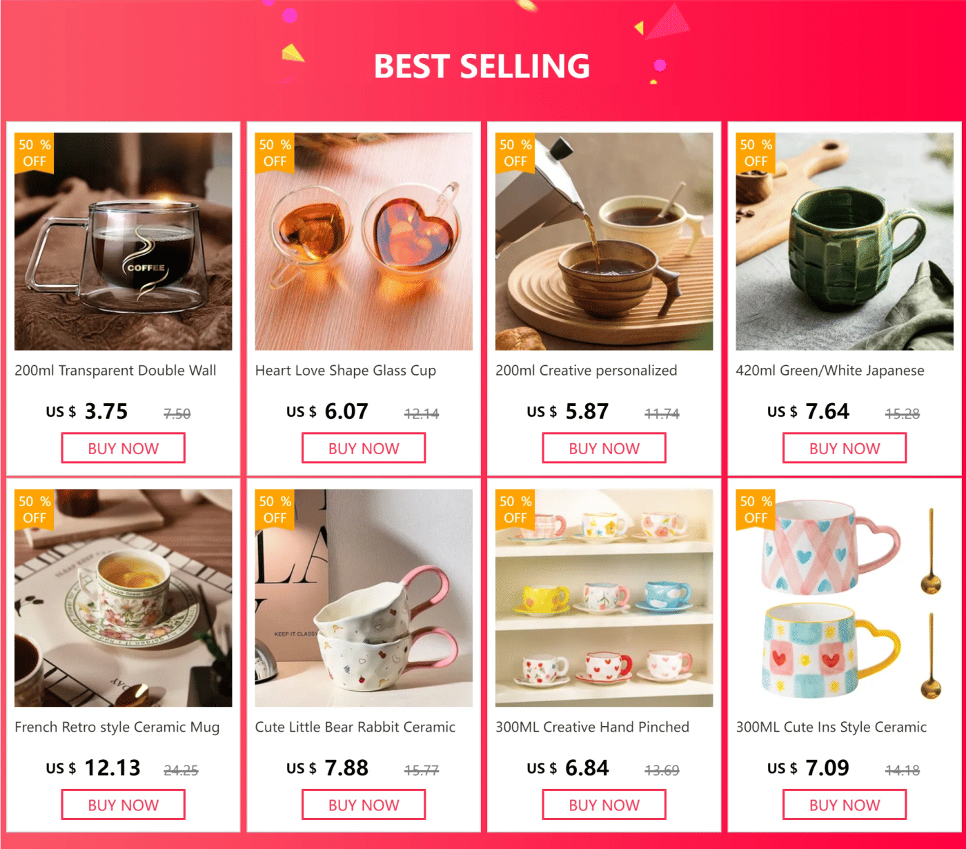 Description Picture 2 of item4 Sizes Heat Resistant Clear Double Wall High Borosilicate Glass Mug with Handle Coffee Milk Juice Water Cup Espresso Shot Glass