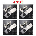 Cabinet Hinge Repair Plate Kit Stainless Steel Door Hinge Mounting Plate With Holes For Home Kitchen Cupboard Furniture