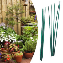 10pc 40cm Plant Stake KIT Wood Stick Floral Green Bamboo Plant Support Stakes Canes End Floral Stake Gardening Tool