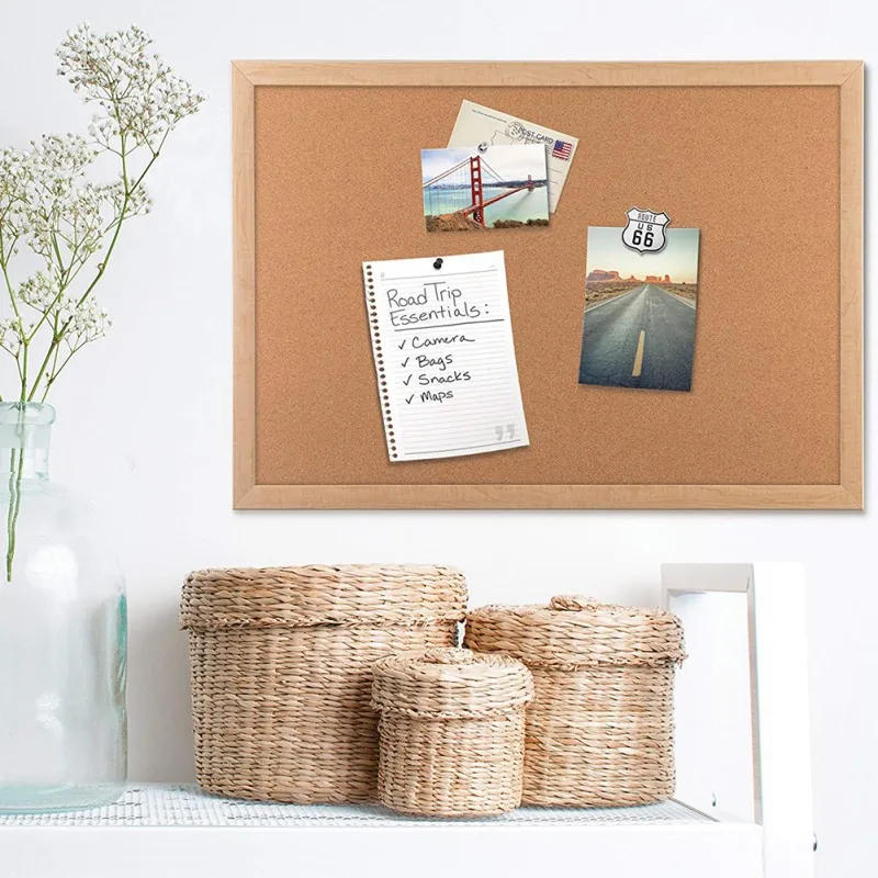 Description Picture 5 of itemDIY Decorative Board With Frame Cork Board Message Board Household Photo Wall Background Board for Office Home and School 2Sizes