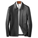 AYUNSUE Mens Leather Jacket Casual Genuine Goatskin Leather Jackets for Men 2023 Autumn Winter Black Real Leather Coat Chaquetas