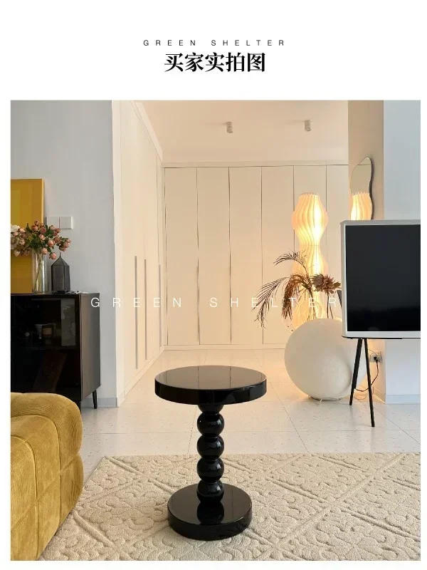 Description Picture 6 of itemModern Garden Coffee Table Nordic Black Wooden Outdoor Coffee Table Corner Round Mesa Lateral Para Sala Home Furniture YN50CT