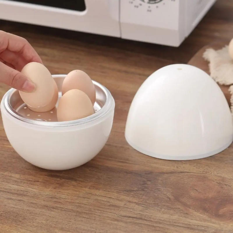 Description Picture 2 of itemMultifunctional 4 Grids Egg Shape Microwave Egg Steamer Professional White Microwave Boiled Egg Maker Quick Egg Cooker Breakfast