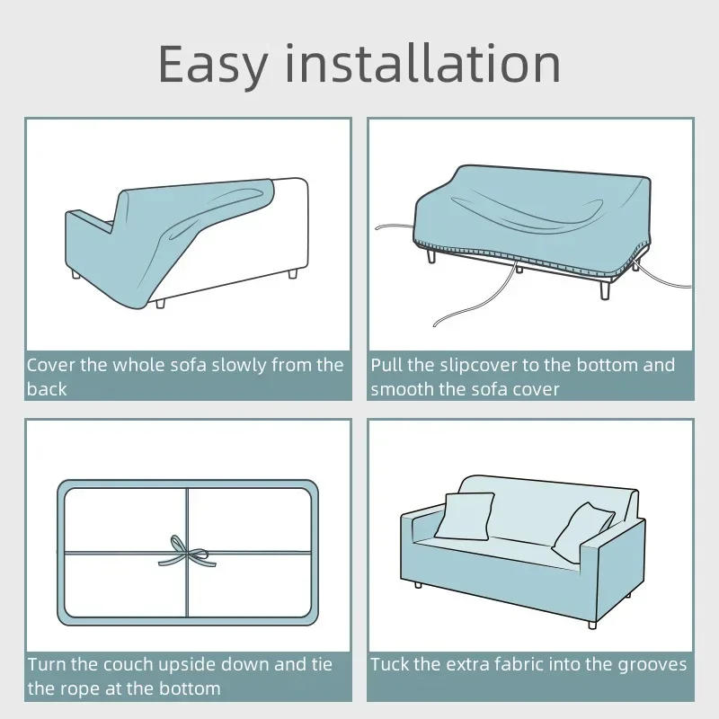 Description Picture 3 of itemSolid Color Armless Sofa Bed Cover Elastic Cheap Couch Covers for Living Room Washable Removable Slipcovers Folding Settee Case