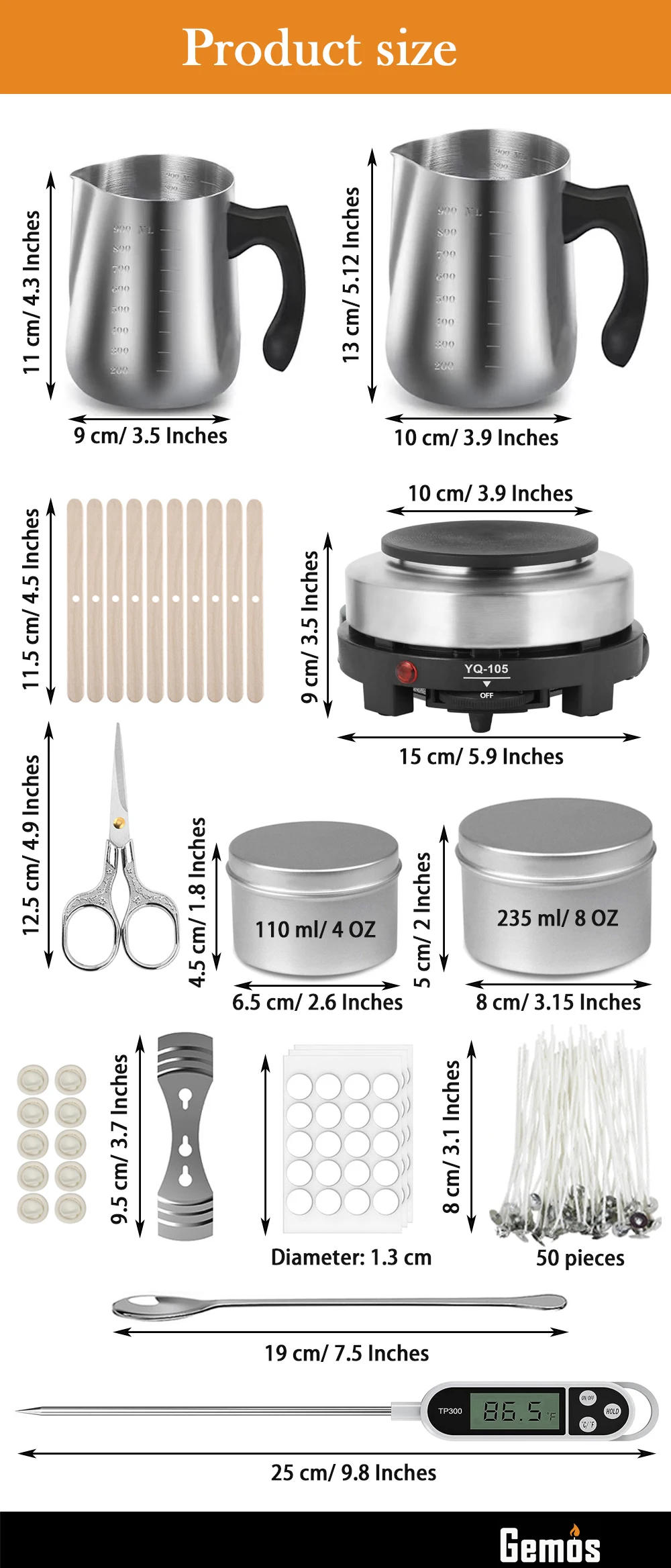 Description Picture 4 of itemGemos Candle Making Kit with 500W Electronic Stove, DIY Candle Making Supplies Tools Set for Beginners with Melting Pot