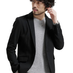 Black Men's Blazer Casual Suit Blazer One Button Notch Lapel Jacket Tuxedo for Party Wedding Business Coat