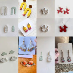 Curved Pencil/Balloon Dog/Guitar/Tropical Fish/Cowboy Hat Shaped Clay Molds Earrings Making Polymer Clay Cutters Cutting Molds