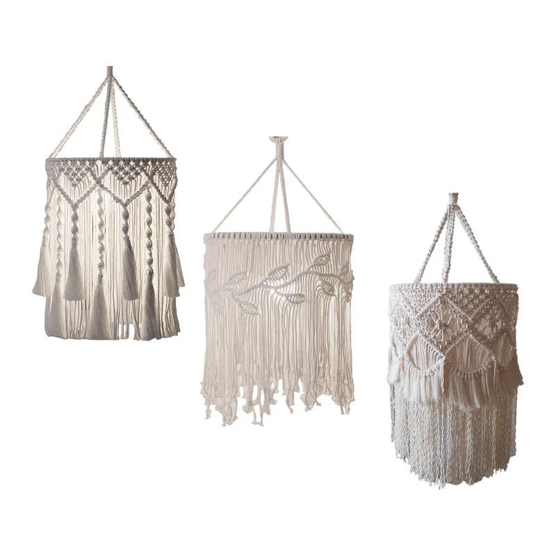 Description Picture 3 of itemMacrame Lamp Shade Handmade Woven Decorative Bohemian Hanging Pendant Light Cover for Dining Room Bedroom Home Kitchen Festival