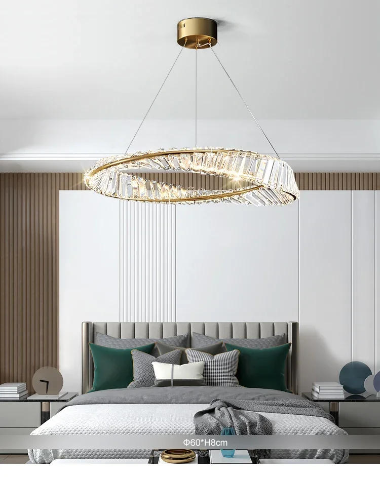 Description Picture 5 of itemPostmodern Led Crystal Circle Round Pendant Lights for Living Room Kitchen Dining Room Hanging Lamp Ceiling Chandeliers Decor