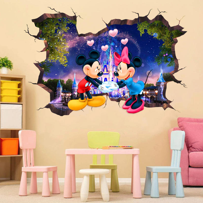 Description Picture 3 of item3D Cartoon Mickey Minnie Baby Home Decals Wall Stickers For Kids Room Baby Bedroom Wall Art Nursery Amusement Park PVC Poste