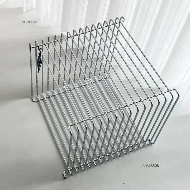 Description Picture 3 of itemLuxury Simple Metal Magazine Rack Mini Coffee Table Nordic Designer Bedroom Bedside Table Art Ins Living Room Furniture d