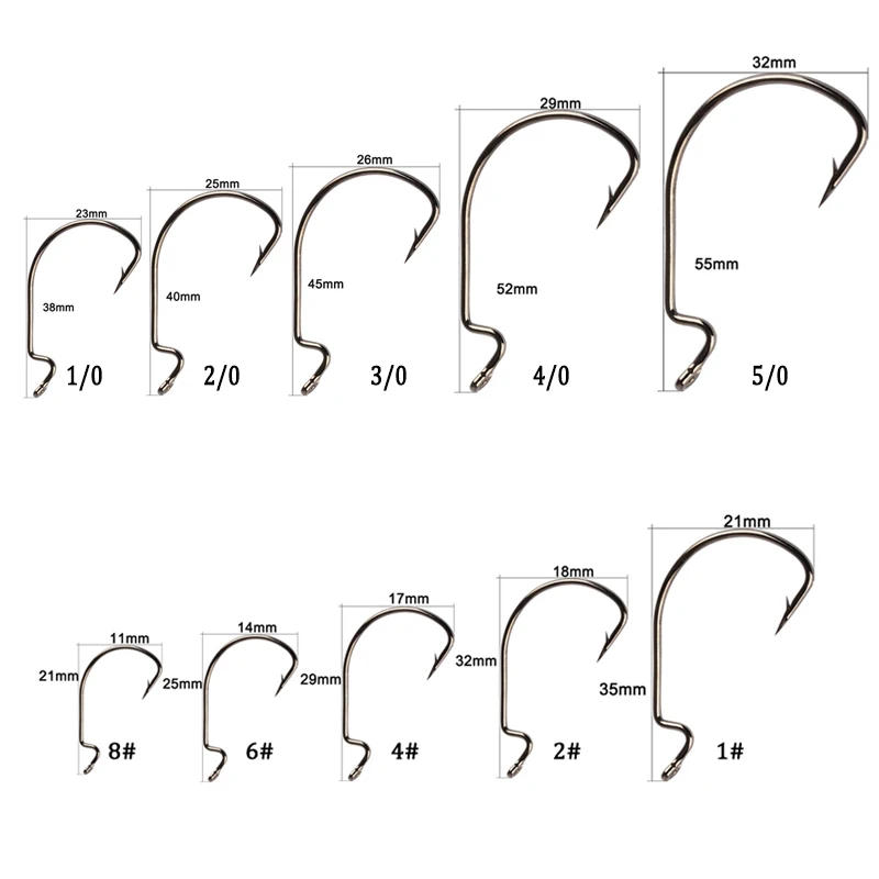 Description Picture 2 of item50pcs/100pcs Sea Hooks Fishing Box Offset Hook 2#-3/0# Carp Snap Fishing Big Hooks Tackles Accessories Fishhook