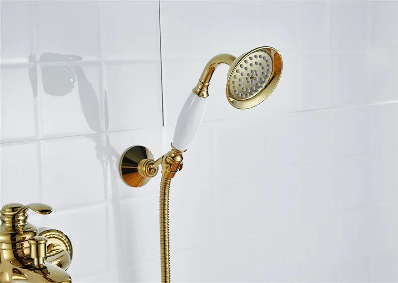 Description Picture 5 of itemGold Bathtub Shower Faucet Set Wall Mounted Antique Bath Bathroom Cold and Hot Bath and Mixer Taps Brass