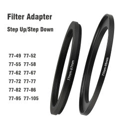 Camera Lens Filter Adapter Ring Step Up / Down Ring Metal 77 mm - 52 55 58 62 67 72 82 86 95 105 mm for UV ND CPL Lens Hood etc.