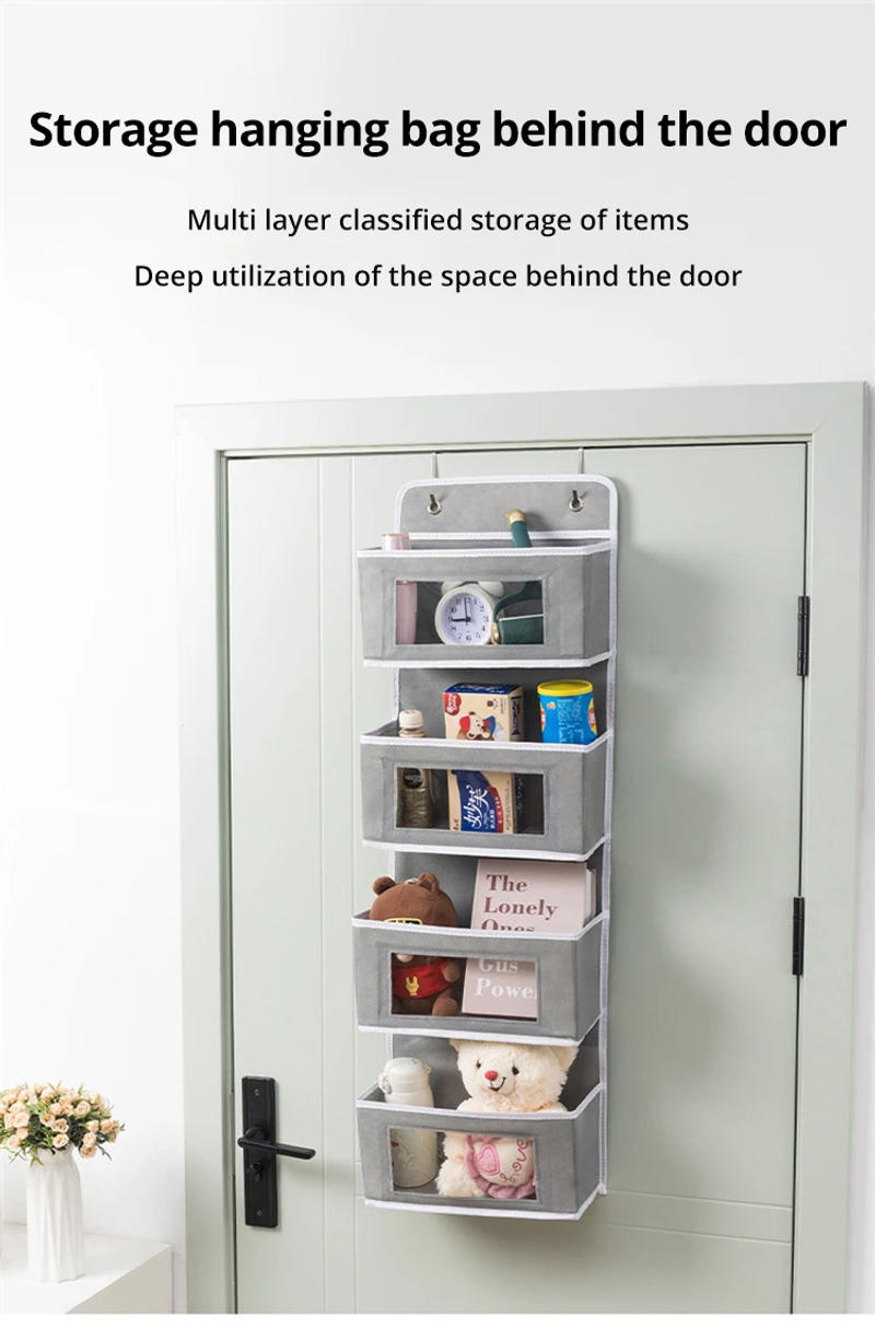 Description Picture 2 of item1pc Four-layer Storage Bag Door Hanging Fabric Organizer Bag For Sundries Items Underwear Socks