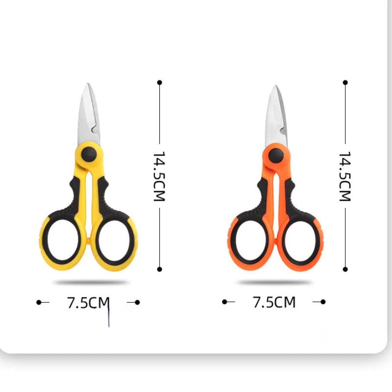 Description Picture 3 of itemElectrician Scissors High Carbon Steel Industrial Strong Wire and Cable Scissors Non-slip Manual Electrician Stripping Scissors