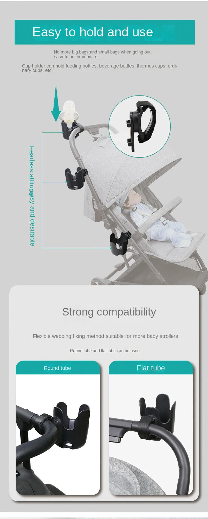 Description Picture 4 of itemStroller Cup Holder Universal 360° Rotatable Baby Stroller Accessories Travel  2 In 1 Phone Water Cup Milk Bottle Pram Cart Rack