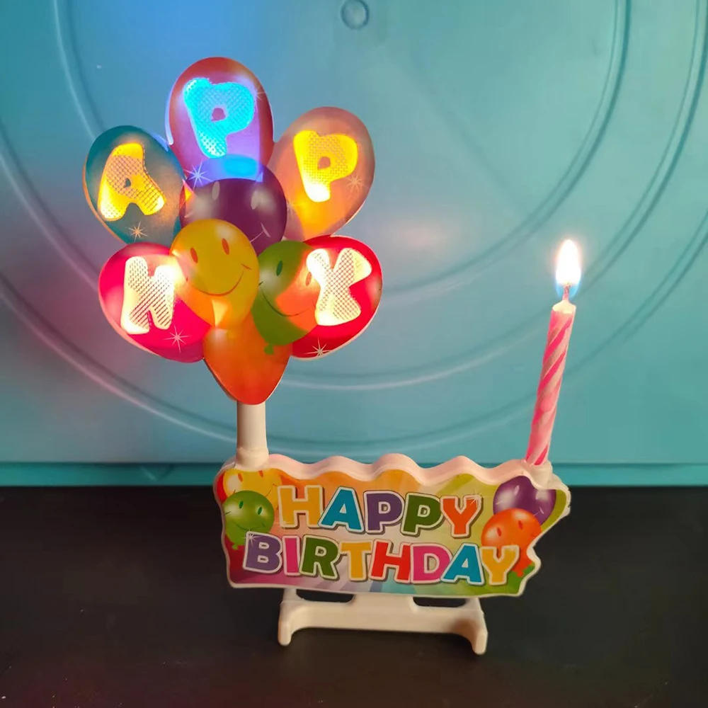 Description Picture 3 of itemCreative Surprise Spray Flower Music Candle Birthday Banner Cake Decorations Funny Wedding Birthday Party Decoration Supplies