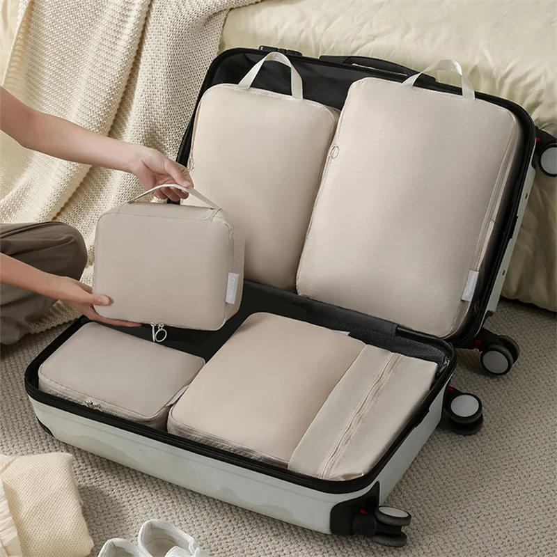 Description Picture 3 of item1pcs Travel Compression Packing Cubes Bag Portable Suitcase Clothes Organizers Waterproof Luggage Storage Cases Drawer Bags