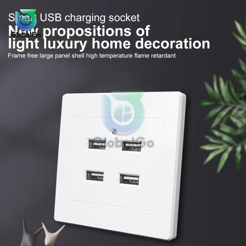 Description Picture 4 of item2/4 Ports USB Electrical Socket 220V/36V To 5V Wall Mounting Charger Station Power Adapter Plug Outlet With LED Light For Home