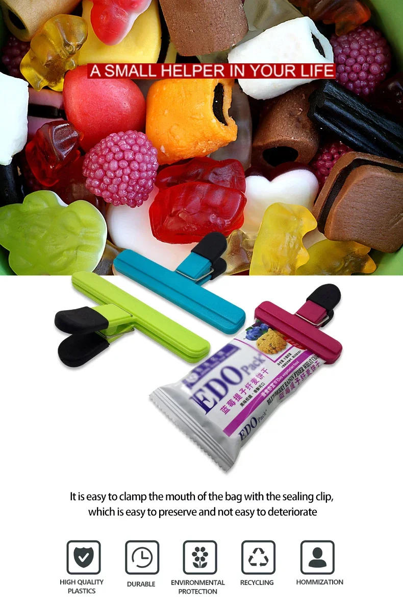 Description Picture 2 of itemPortable Kitchen Storage Food  Travel Plastic Tongs  Snack Seal Sealing Bag Clips Sealer Clamp Storage Tool Kitchen Accessories