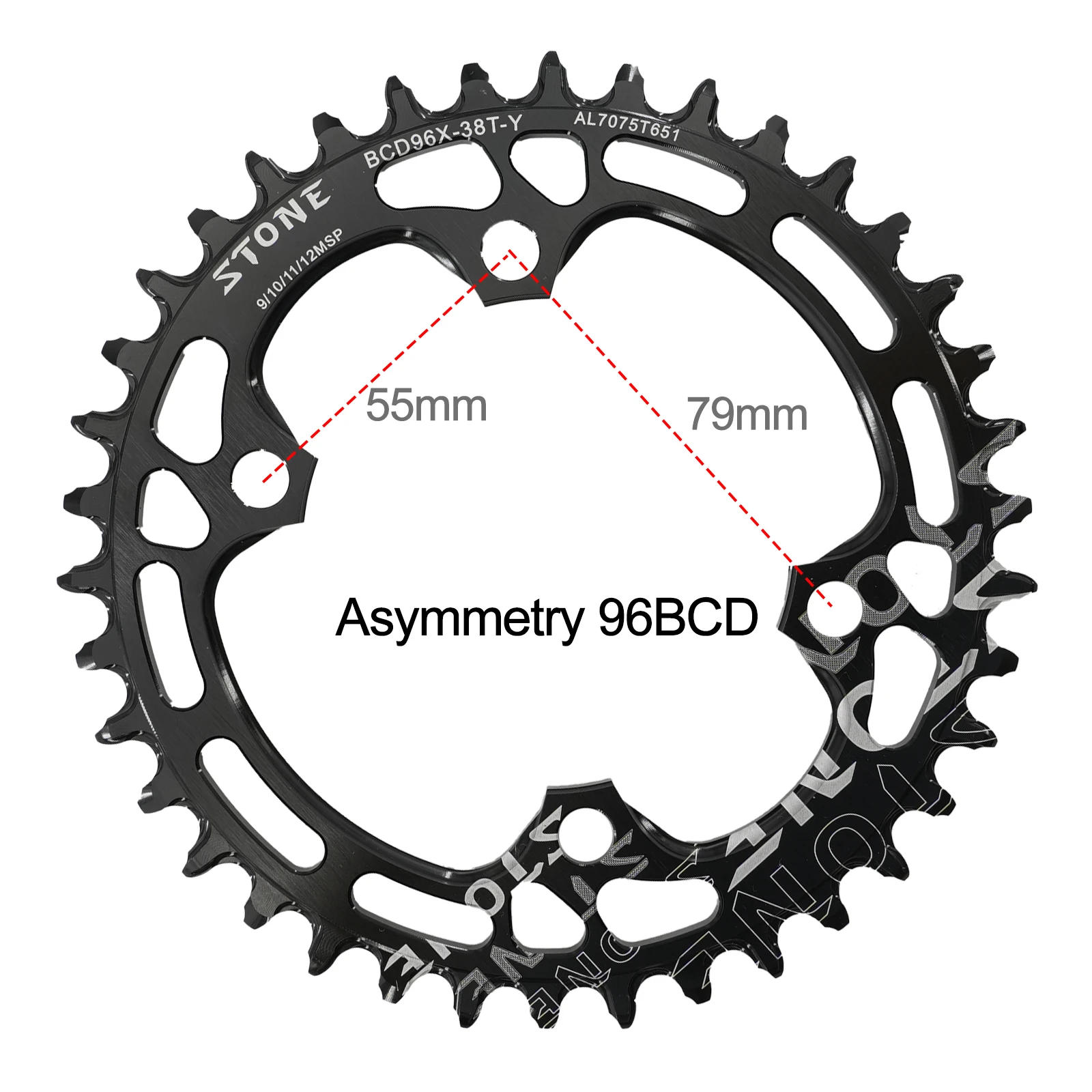 Description Picture 4 of itemStone Chainring 96BCD Round Oval for M7000 M8000 M9000 M9020 MTB Bike Chain Wheel 30t 34 36 38 40 42 44 46T 48T 96bcd 12 Speed
