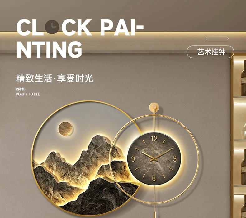 Description Picture 2 of itemModern Luxury Luminous Wall Clock Unique Design Needle Clock Art For Living Room Decor Stylish Home Decoration Reloj De Pared