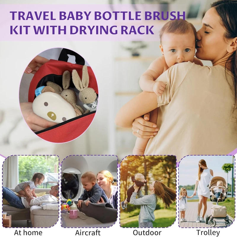 Description Picture 6 of itemSilicone Baby Bottle Brush Set with Portable Storage Box Animal Design Foldable Bottle Cleaning Kit Bottle & Teat Cleaning Tool