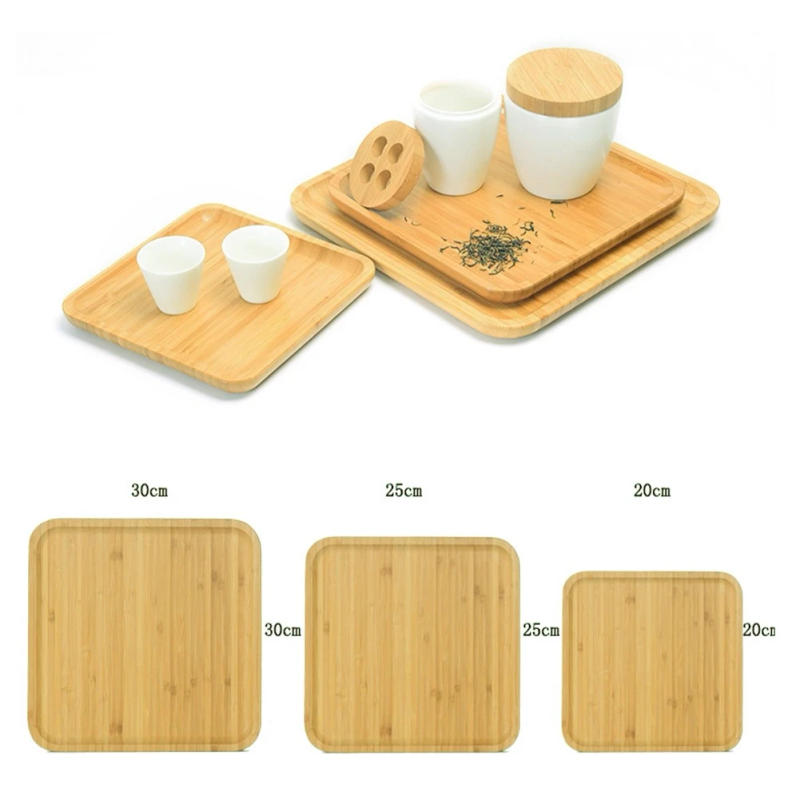 Description Picture 4 of itemWooden Serving Tray Square Bamboo Serving Tray Kitchen Food Tableware Tray For Party Gather Serve Tray Multi Size Dust Proof