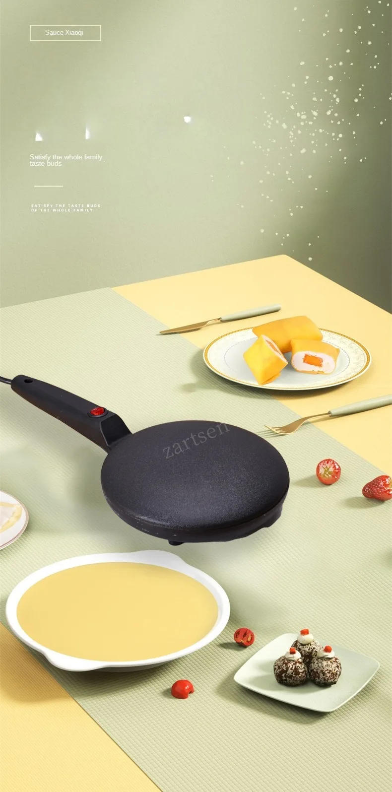 Description Picture 4 of itemElectric Crepe Maker Breakfast Pizza Machine Pancake Baking Pan Cake Non-stick Griddle Chinese Spring Roll Cooking Tools