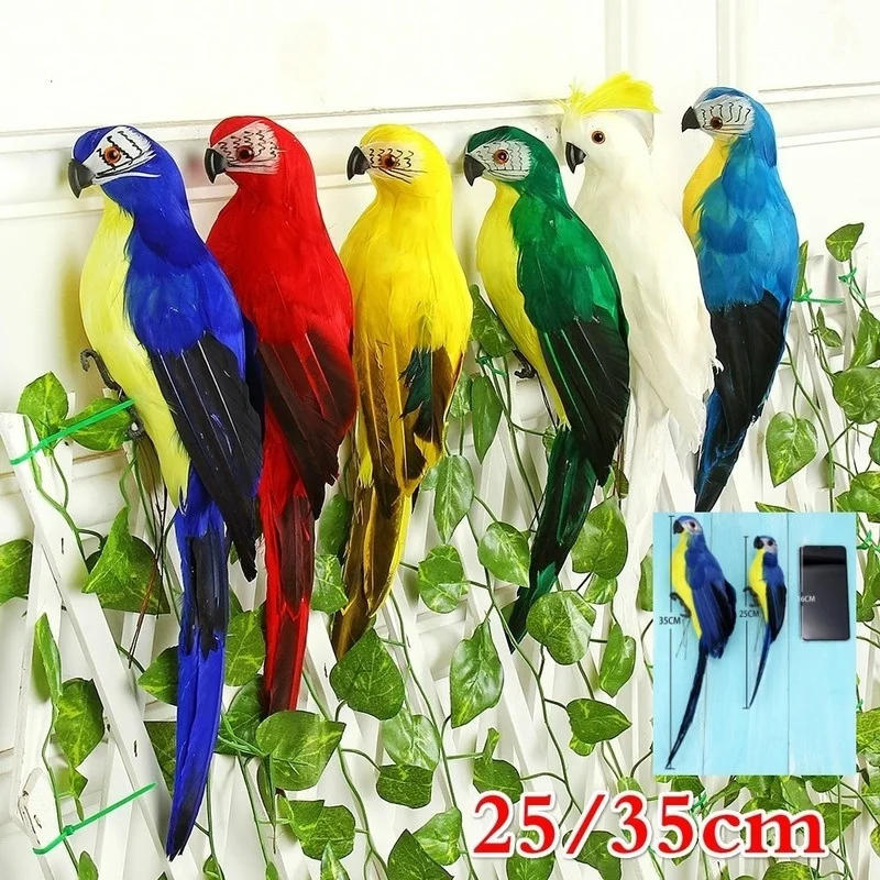 Description Picture 2 of item25/35cm Handmade Simulation Parrot Creative Feather Lawn Figurine Ornament Animal Bird Garden Bird Prop Decoration