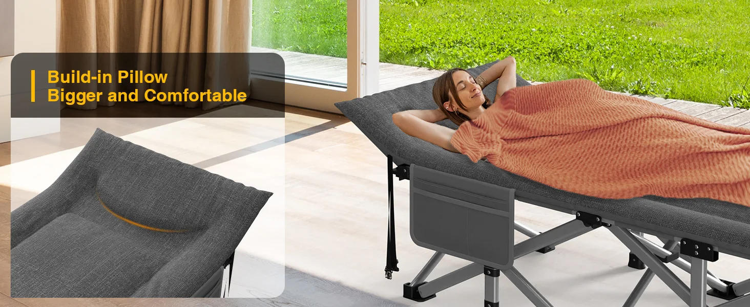 Description Picture 5 of itemHeated Camping Cot, Folding Camping Cot Bed for Adults Sleeping Portable Folding Outdoor Cots for Camping W/Build-in Soft Cotton