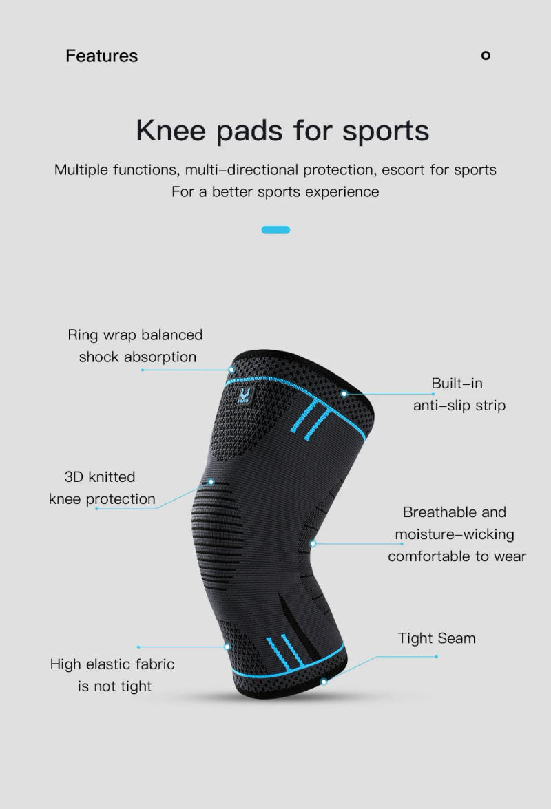 Description Picture 4 of item1 Pcs Compression Knee Support Sleeve Elastic Breathable Knee Pads Brace Springs Gym Sports Protector Basketball Volleyball Run