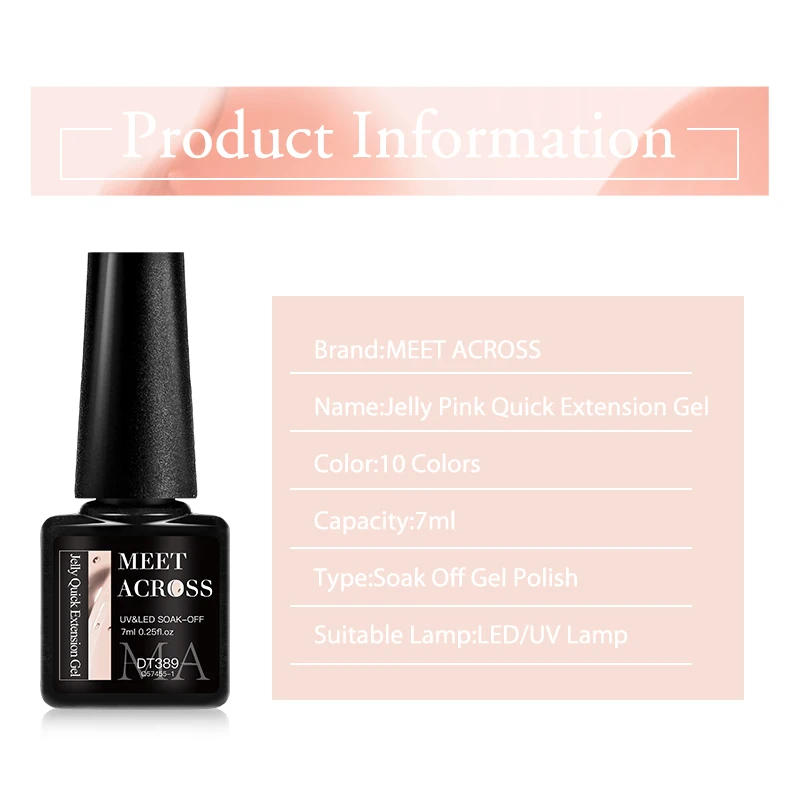 Description Picture 5 of itemMEET ACROSS 7ml Jelly Nude Quick Extension Gel Nail Polish 3 In 1 Finger Prolong Long Lasting Construction Gel Varnish Nail Art