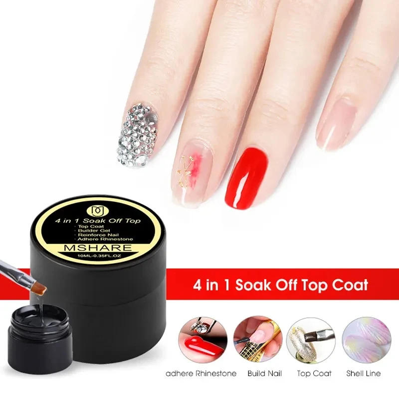 Description Picture 3 of itemMSHARE 3d Top Coat No Wipe Vanish Polish 4 In 1 Shell Nail Art Topcoat Rhinestone Reinforce Builder Nail Extension Gel 10ml
