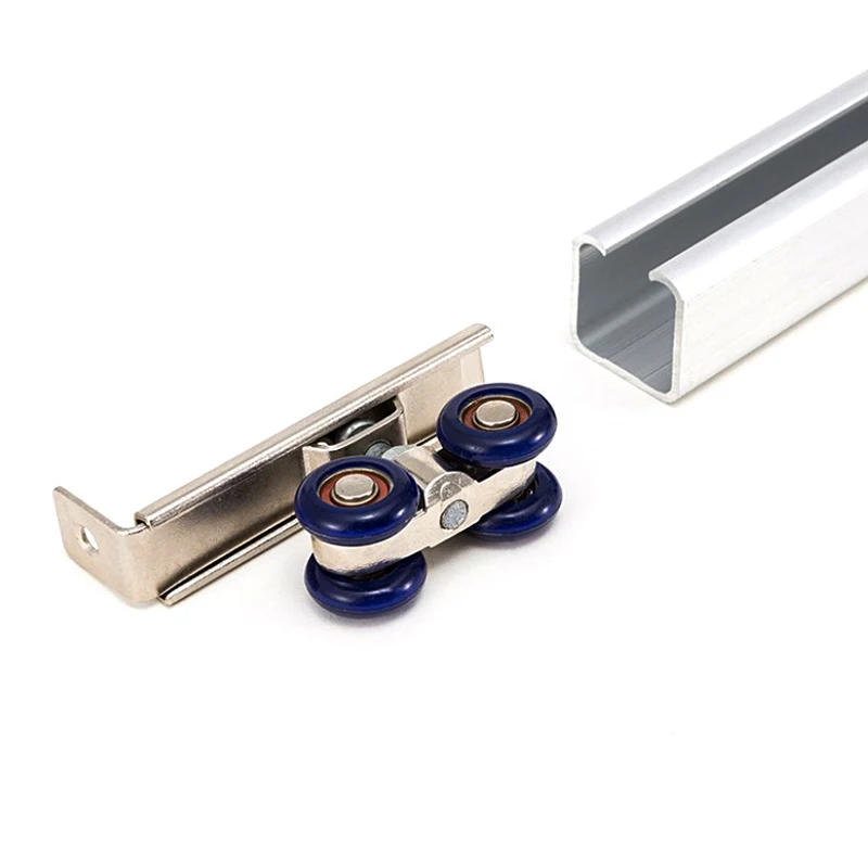 Description Picture 6 of item1PC Sliding Door Roller Hardware Slide Doors Pulley 4 Wheels Home Room Wood Door Hanging Wheels Rail Track Pulley