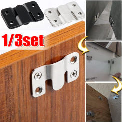 1/3set Interlock Hanging Buckle Stainless Steel Flush Mount Bracket Furniture Connector Wall Picture Frame Display Hanger Hooks