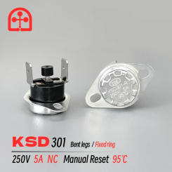 KSD301 250V 5A 95 Celsuis Degree Normally Closed Thermal cutoff protector Temperature Switches for Water dispenser