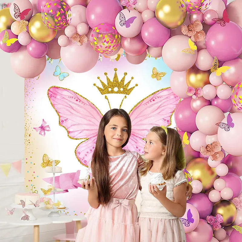 Description Picture 5 of itemButterfly Balloon Garland Backdrop Set Butterfly Birthday Party Decoration Kids Wedding Birthday Girl Baby Shower Girl