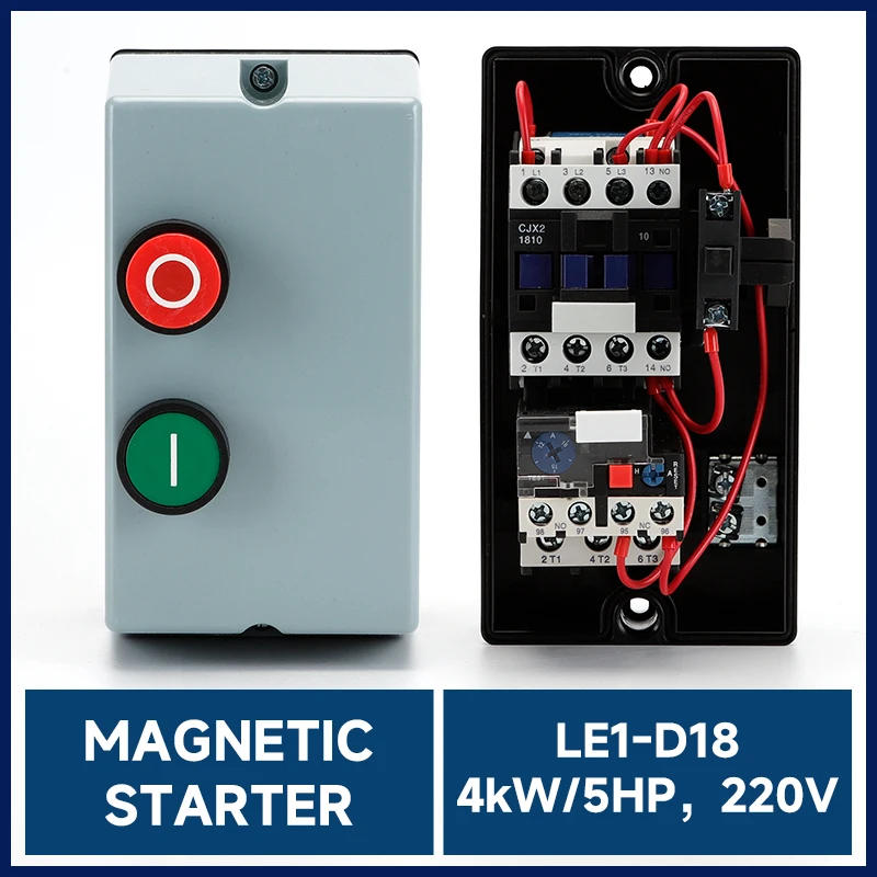 Description Picture 2 of itemMagnetic Starter LE1-D18 220V 50/60HZ 4KW/5PH Plastic Housing Motor Starting Switch QCX2(LE1)-12A Motor Protector 12-18A