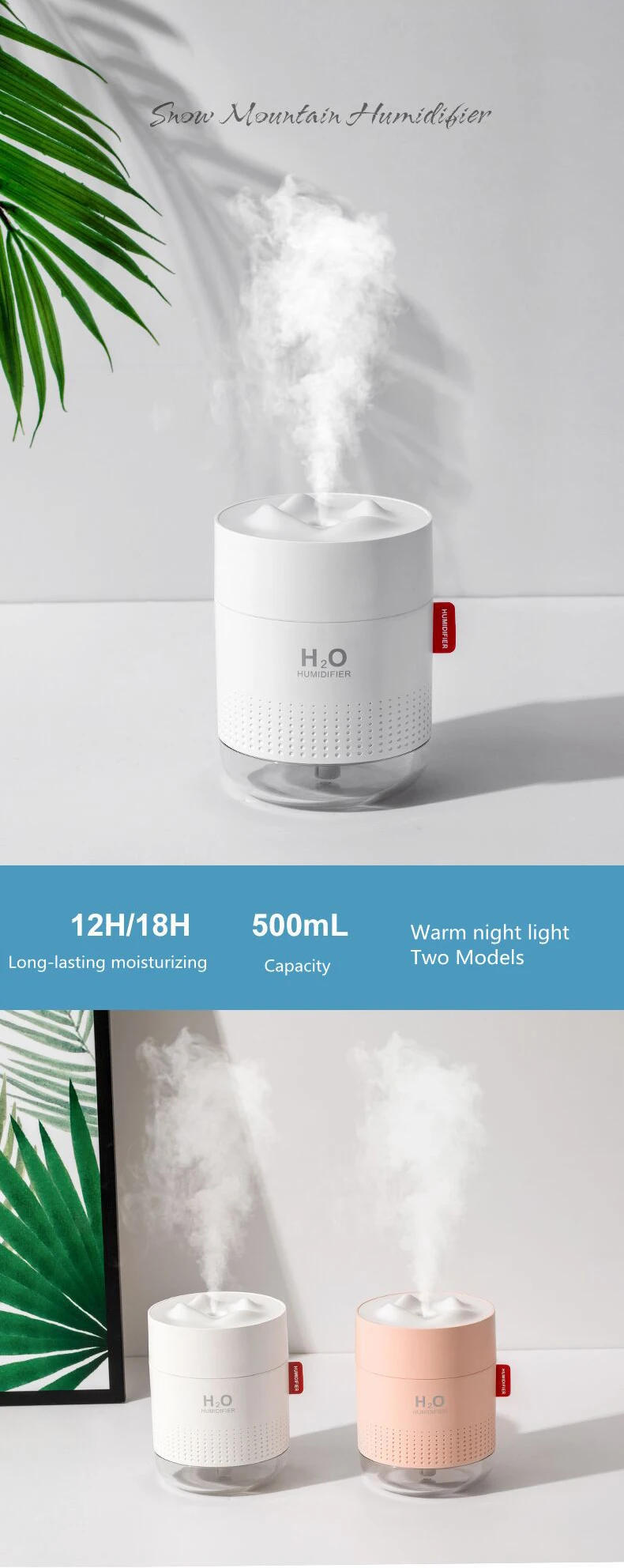 Description Picture 3 of item500ML Portable Mini Humidifier White Snow Mountain Air Humidifier Ultrasonic USB Diffuser Aromatherapy Humidificador for Home