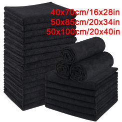 5/2 Pcs Black Microfiber Bleach Proof Beauty Hair Salon towel Hair Drying Towel Set For Hotel Resort Spa