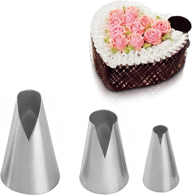 Description Picture 3 of item3 pcs Stainless Steel Russian Piping Tips Set V-Shaped Wave Nozzles for Pastry, Cupcakes, Cakes- asy to Use and Durable Kitchen