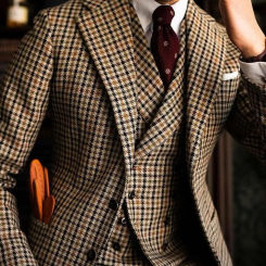 Vintage Plaid Suits For Men Comfort Casual 3Pcs Jacket Vest Pnats Set Groom Groomsmen Wedding Party Tuxedo Blazer Tailor-Made