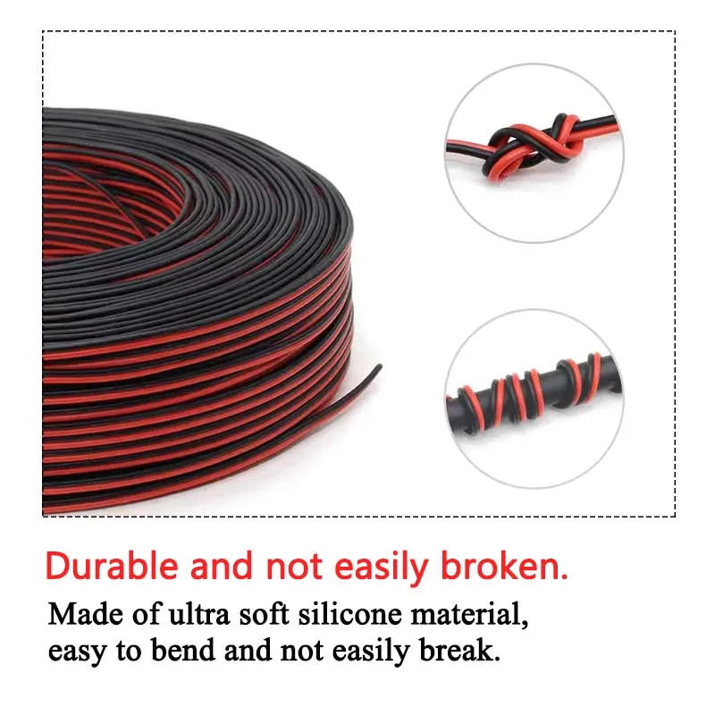 Description Picture 3 of item5M 10M 50M 100M 2Pin Super Soft Silicone Cable 22AWG Heat Resistant Electrical Power Wire For Battery Car Inverter Motor Light