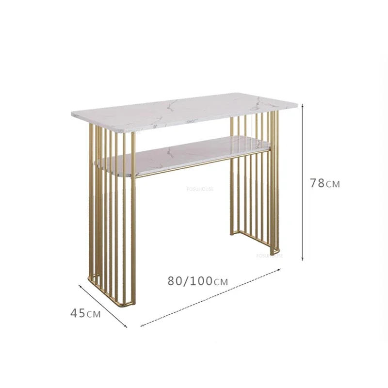 Description Picture 2 of itemSimple Iron Art Nail Tables Beauty Salon Professional Manicure Table European Salon Furniture Home Double-layer Table Chair Set